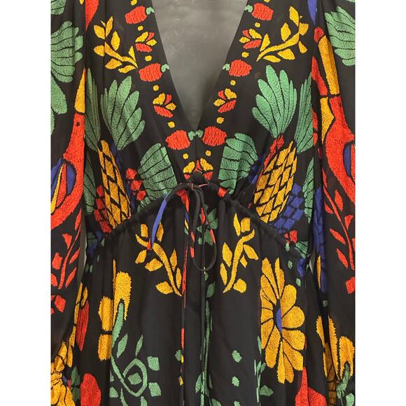 Farm Rio Georgette maxi floral long sleeved v neck dress size Petite Small - Picture 6 of 15